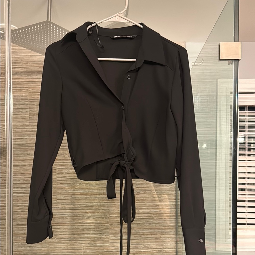 Black Button-Up Women's Top
